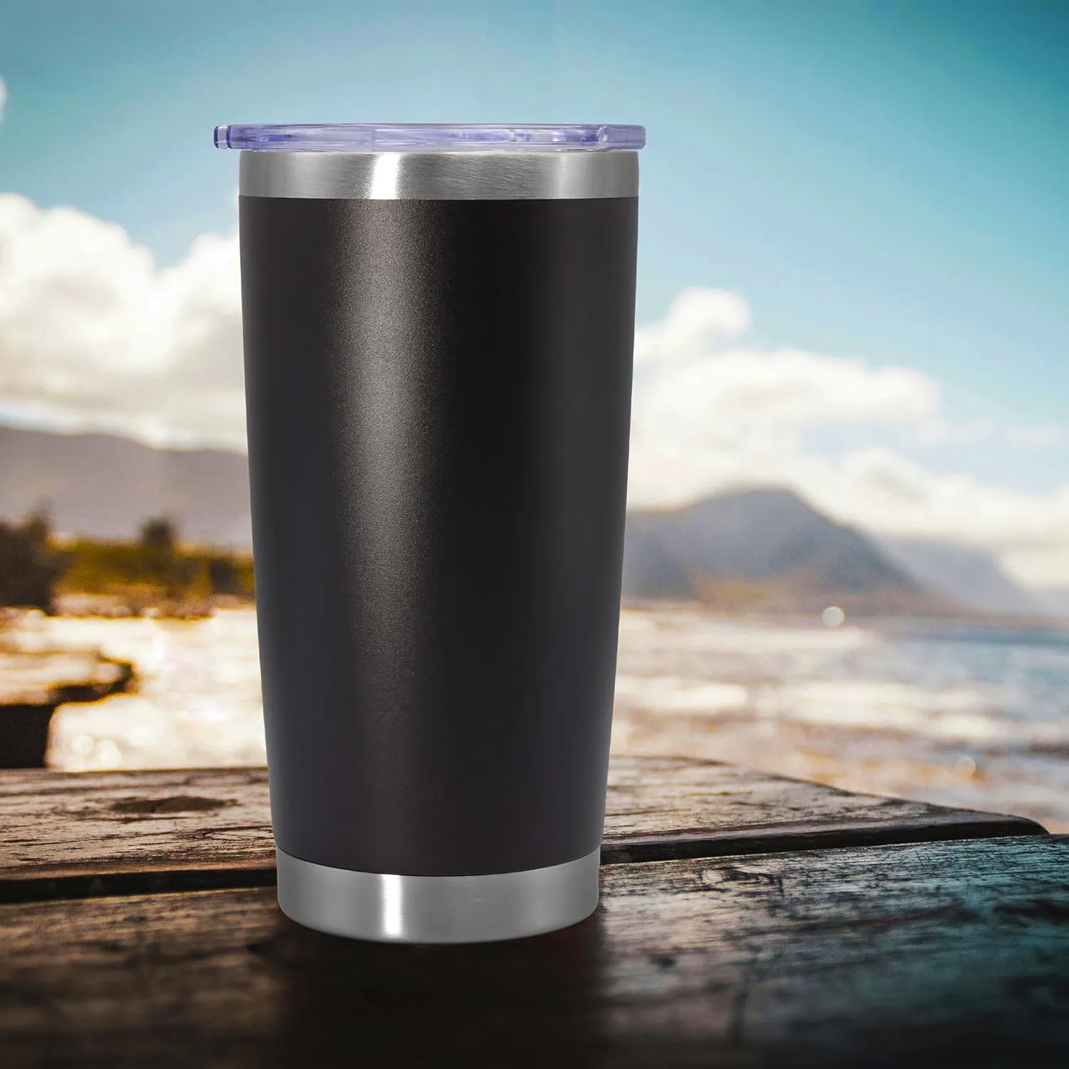 20 oz Tumbler Coffee Tavel Tumblers Bulk with Lid Stainless Steel Double Wall Vacuum Insulated Mug Powder Coated Cups fit Car Cupholder for Hot and Cold - Black, 12Pack
