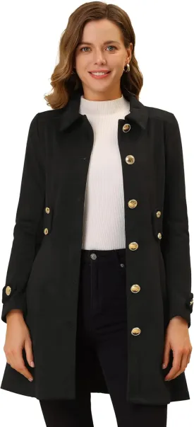 Allegra K Women's Faux Suede Coats Single Breasted Belted Vintage Fall Winter Trench Coat