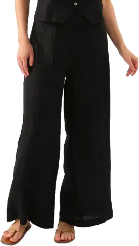 Amazhiyu Womens Pure Linen High Waist Wide Leg Pants with Pockets for Casual Summer
