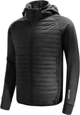 baleaf Men's Running Jacket Lightweight Thumble Hole Warm Up Puffer Jacket Hybrid Thermal Coat Insulated Hiking Golf