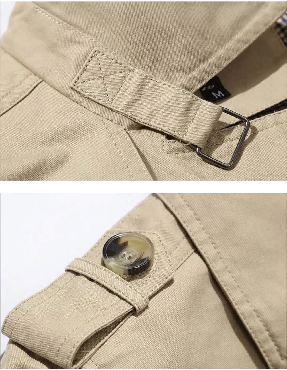 chouyatou Men's Slim Notched Collar Single Breasted Cotton Jacket Office Trench Coat