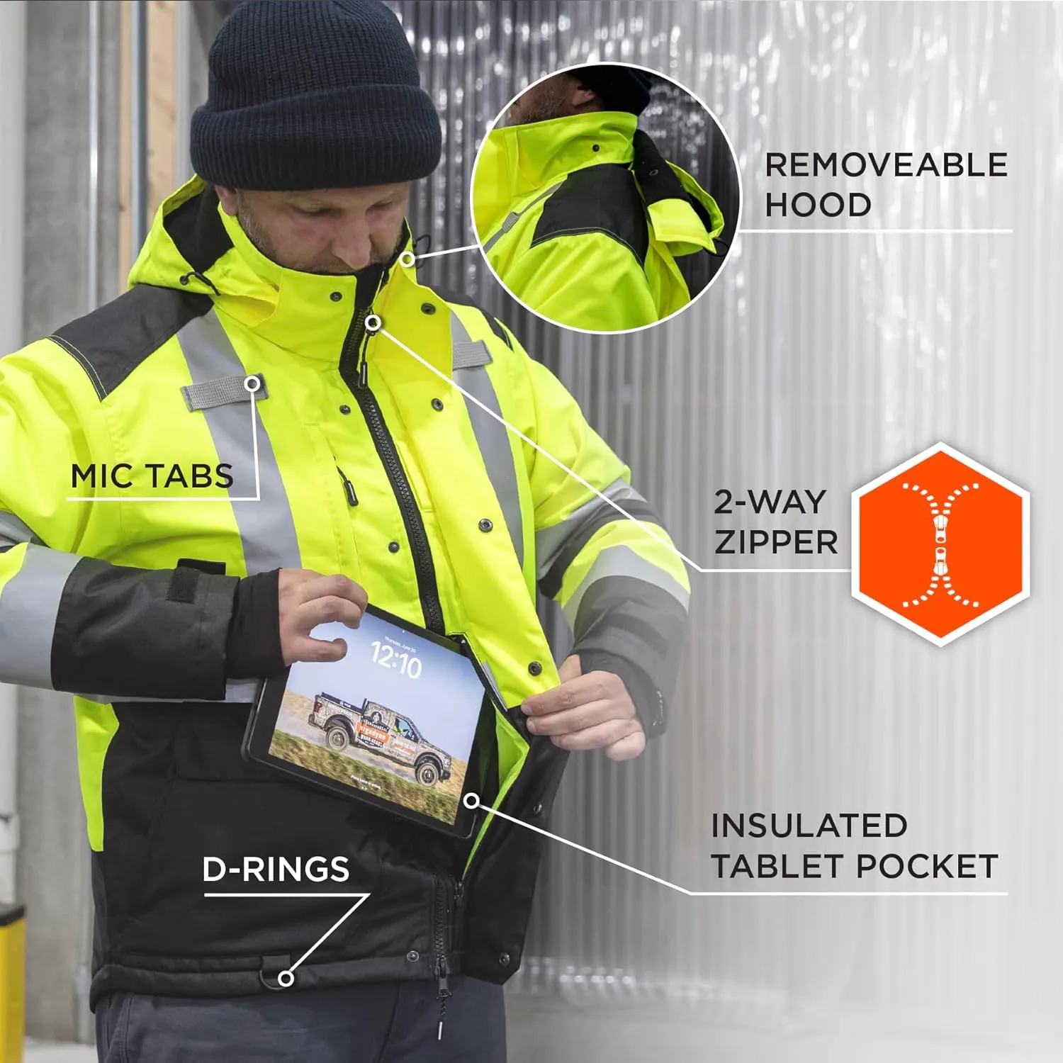 Ergodyne Hi-vis Jacket-Heat Reflective Lining