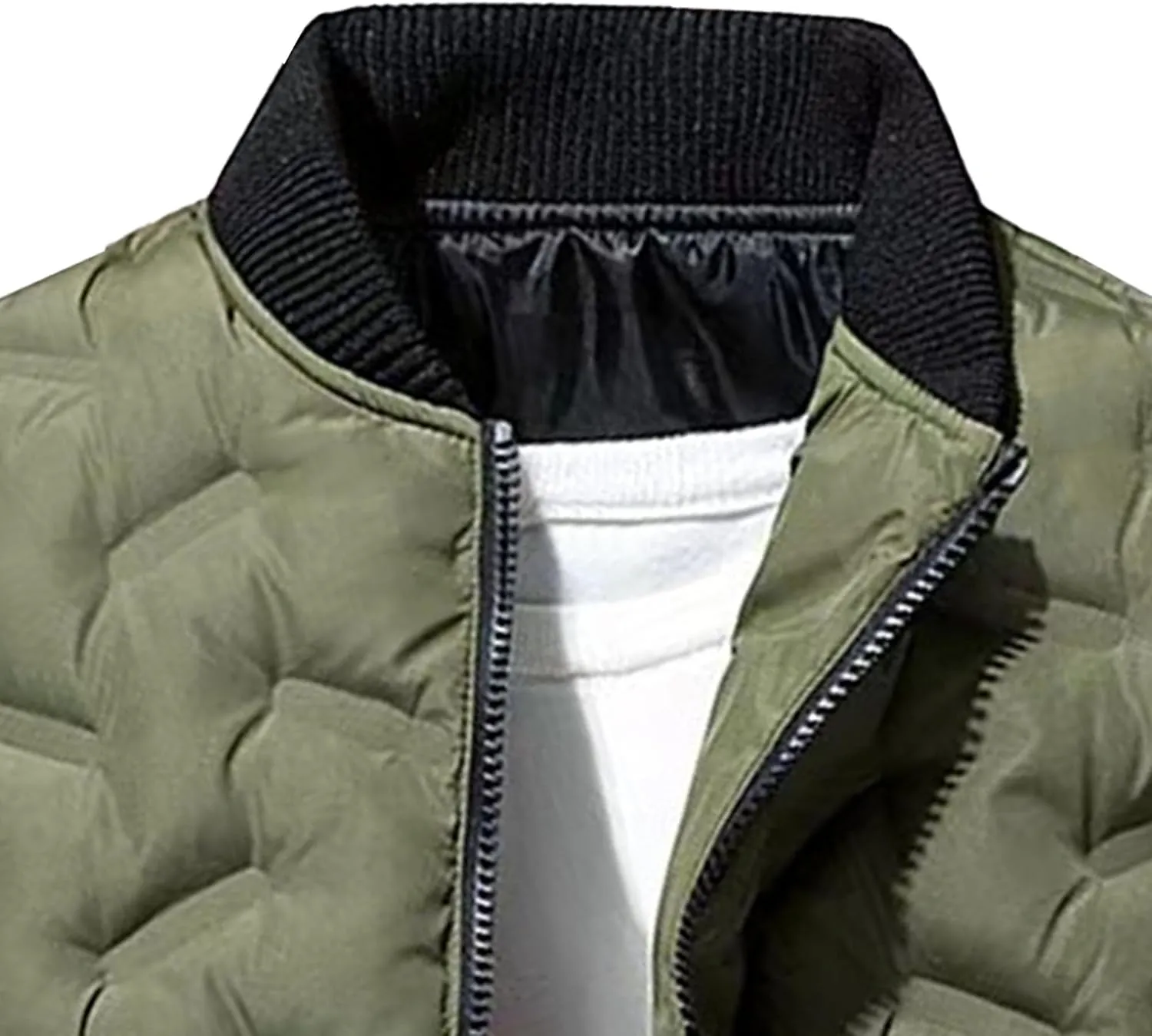 JEsilunmaMY Men's Lightweight Camo Bomber Jackets Winter Rib Varsity Baseball Quilted Jacket Windproof Warm Padded Coats