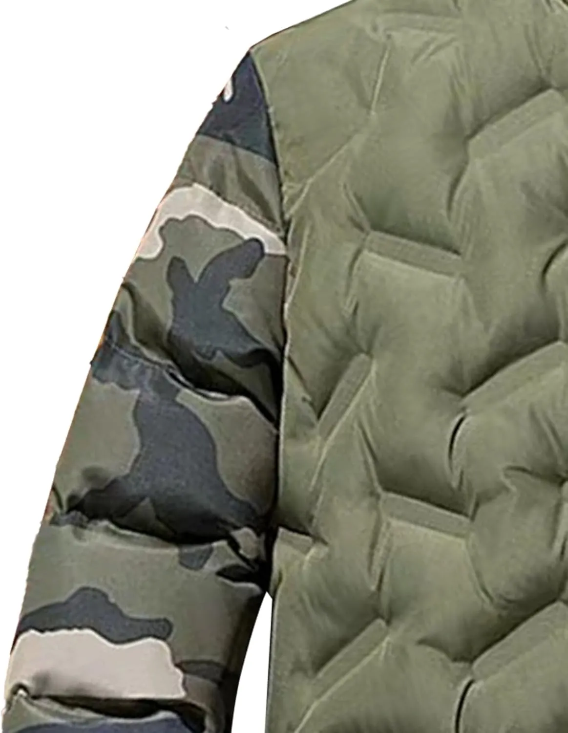 JEsilunmaMY Men's Lightweight Camo Bomber Jackets Winter Rib Varsity Baseball Quilted Jacket Windproof Warm Padded Coats