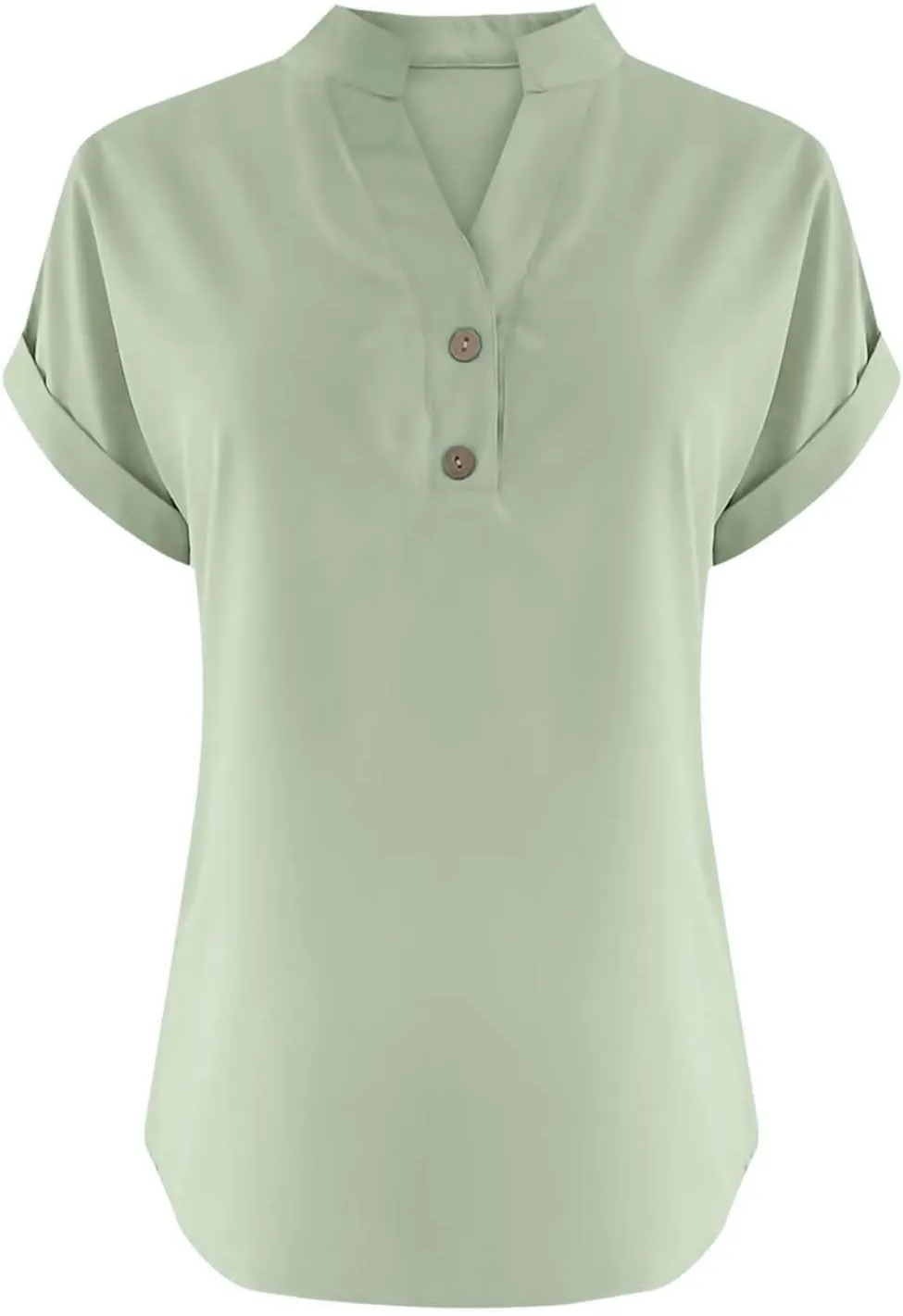 Linen Tops for Women Loose Fit Gauze Short Sleeve Plus Size Shirts Summer Button V Neck Casual Dressy Blouses