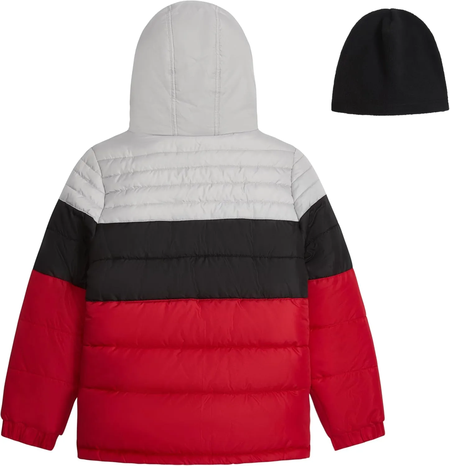 LONDON FOG Boys' Heavyweight Hooded Puffer Jacket with Sherpa-Lined Hood & Fleece Beanie