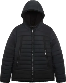 LONDON FOG Boys' Reversible Puffer-to-Sherpa Fleece Heavyweight Jacket
