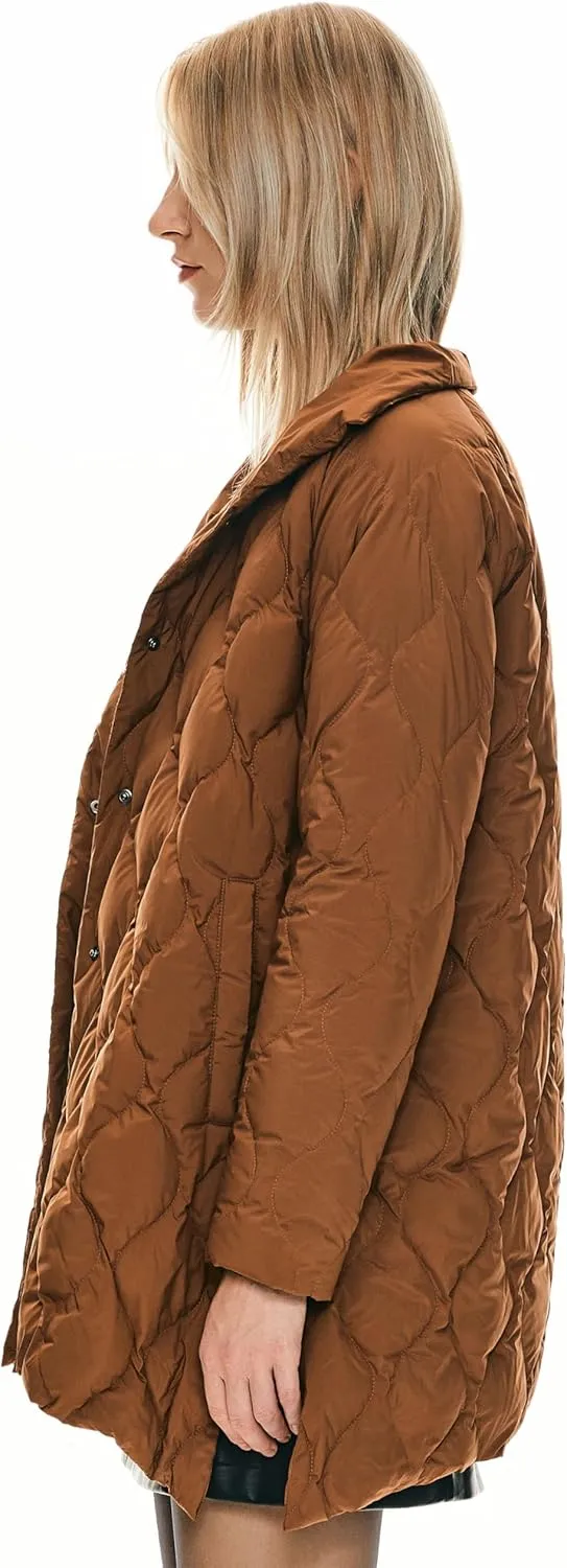 Orolay Women's Oversized Quilted Puffer Jacket Lightweight Insulated Casual Long Sleeve Padded Coat with Pockets