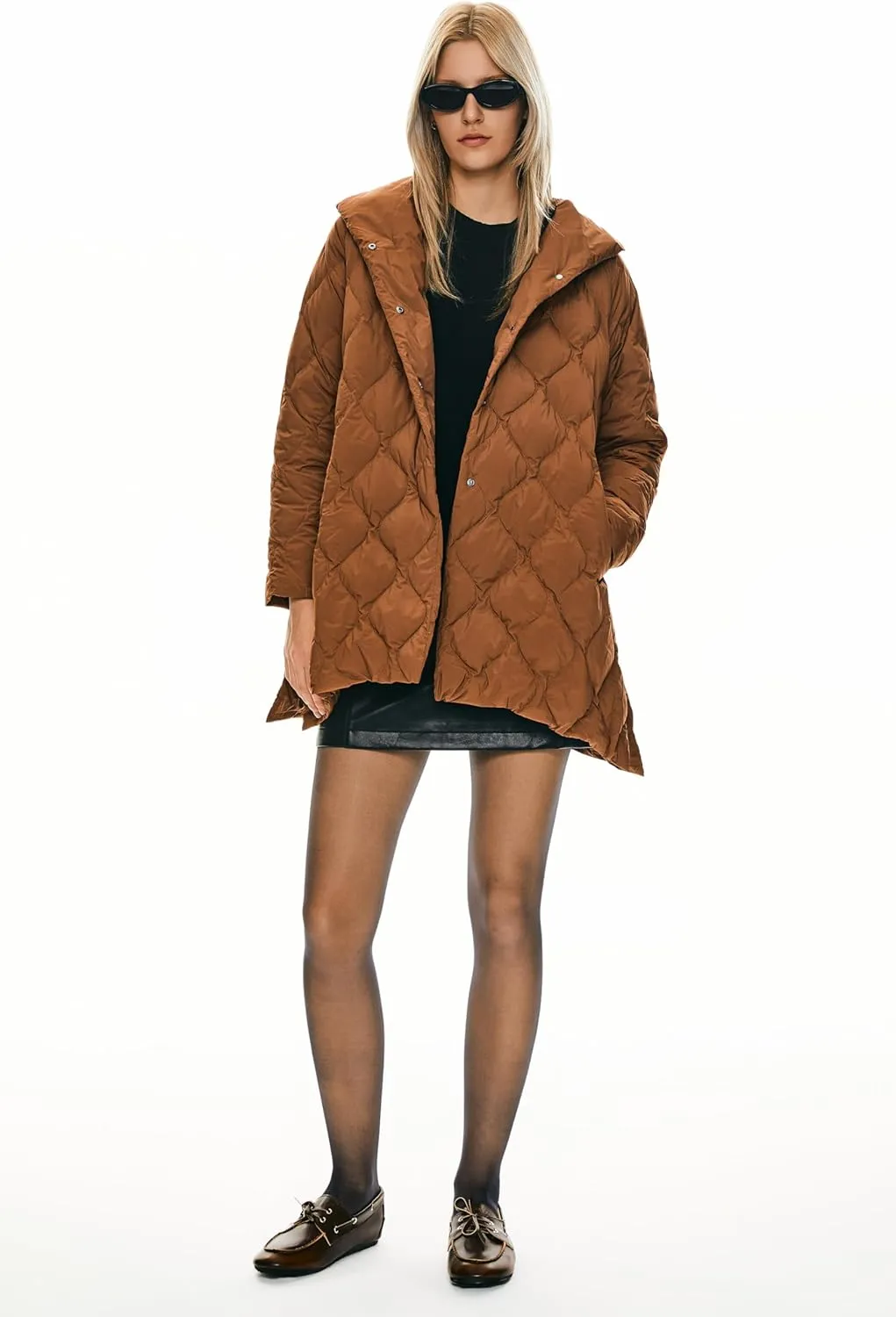 Orolay Women's Oversized Quilted Puffer Jacket Lightweight Insulated Casual Long Sleeve Padded Coat with Pockets