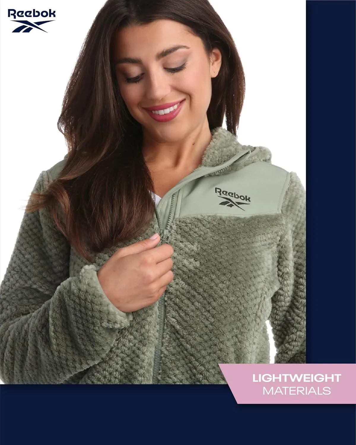 Reebok Women's Fleece Zip Up Jacket - Warm Snow Fleece Winter Jacket with Hood - Insulated Winter Jackets for Women (S-XL)