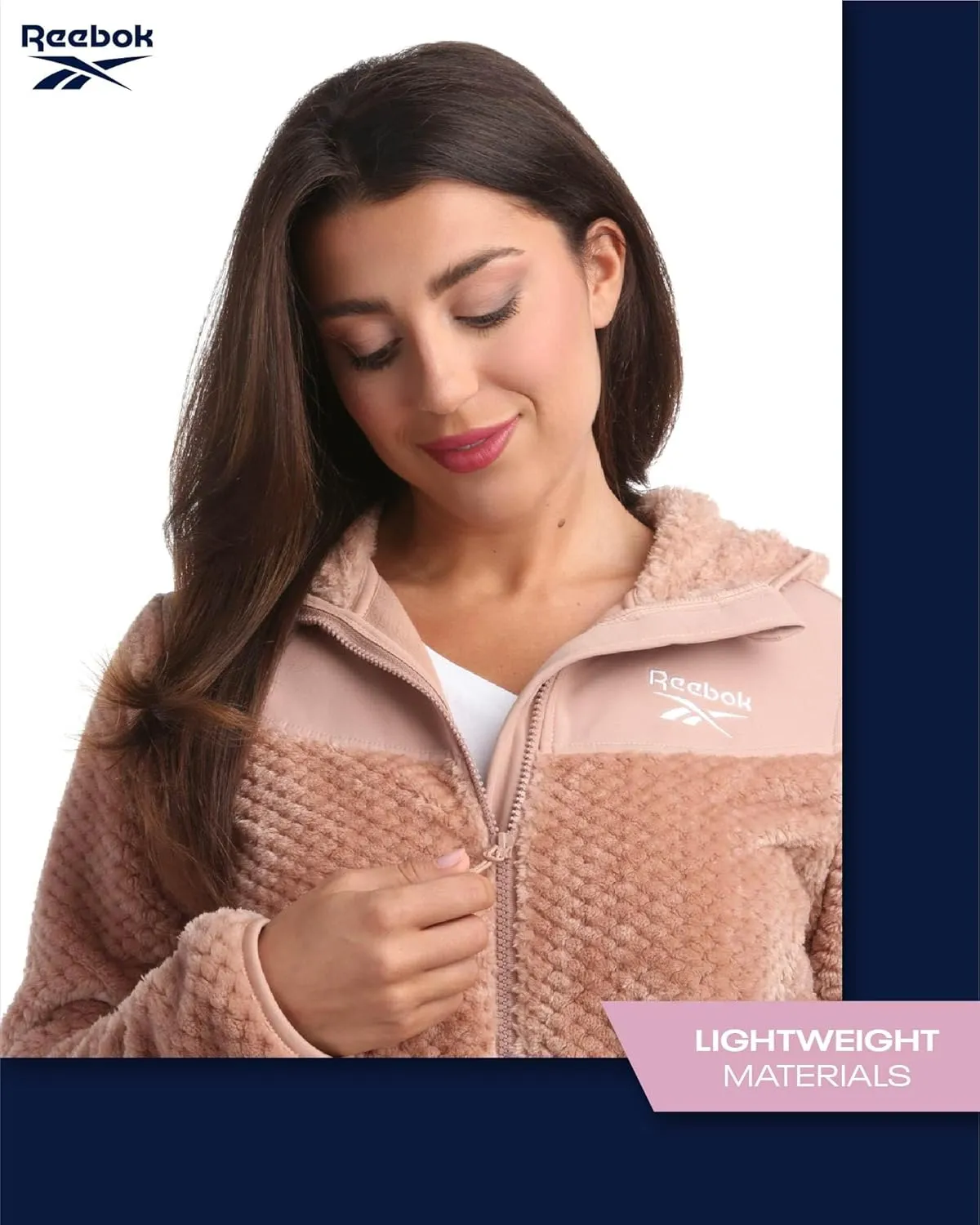 Reebok Women's Fleece Zip Up Jacket - Warm Snow Fleece Winter Jacket with Hood - Insulated Winter Jackets for Women (S-XL)