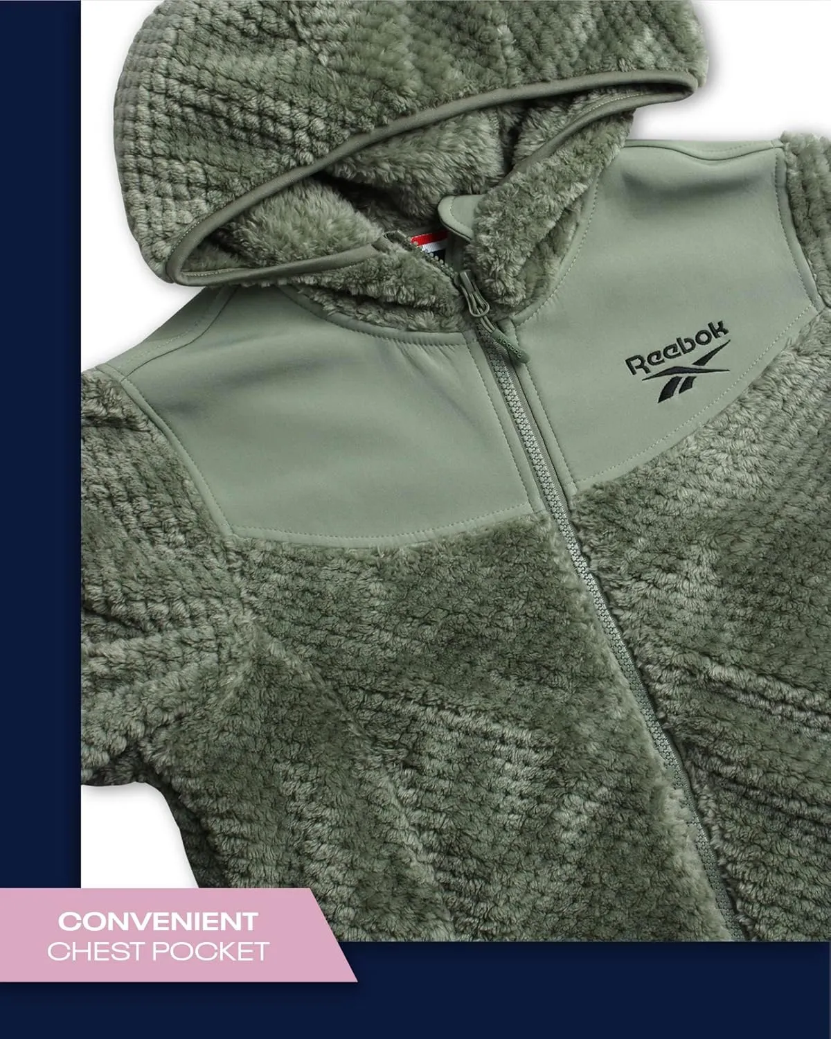 Reebok Women's Fleece Zip Up Jacket - Warm Snow Fleece Winter Jacket with Hood - Insulated Winter Jackets for Women (S-XL)