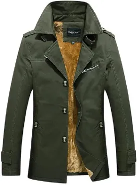 Shanghai Story Men's Classic Single Breasted Notched Collar Long Sleeve Midi Trench Jacket Coat