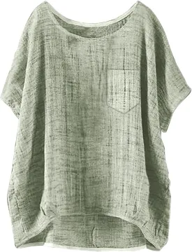 Summer Tops for Women 2025 Short Sleeve Crew Neck Linen Cotton Shirts Plus Size Gauze Casual Dressy Blouse Outfits