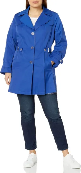 Via Spiga Women's Plus Size Single Breasted Pleated Trench Coat