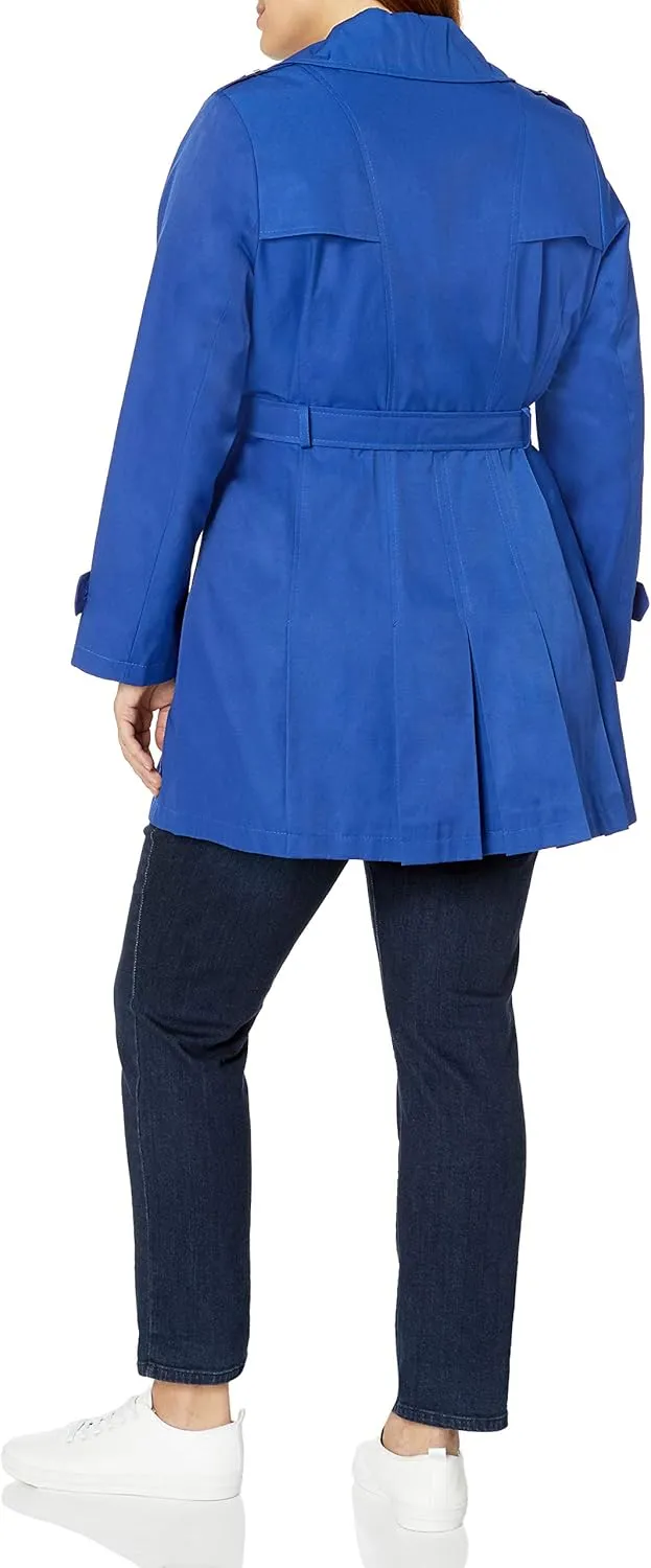 Via Spiga Women's Plus Size Single Breasted Pleated Trench Coat