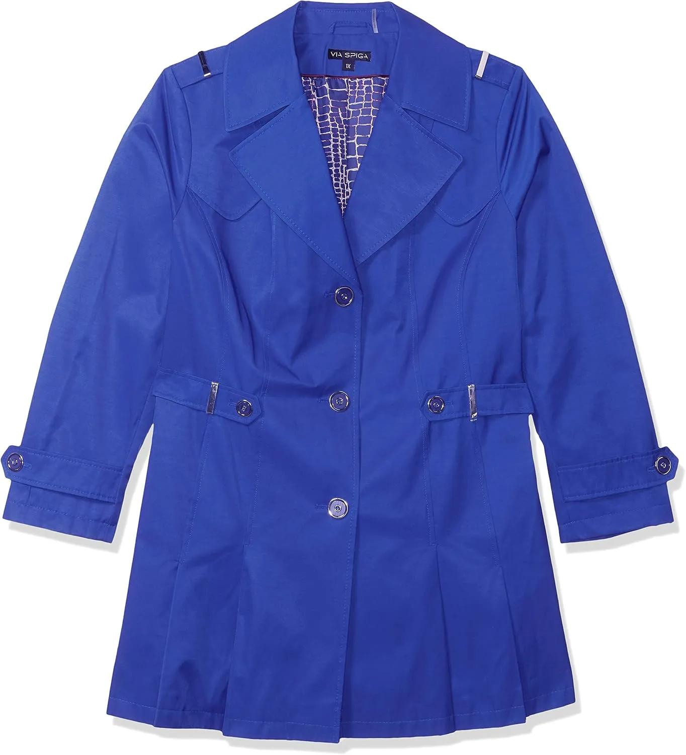 Via Spiga Women's Plus Size Single Breasted Pleated Trench Coat
