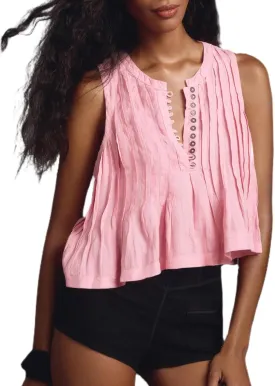 Women Cotton Linen Babydoll Tank Tops Sleeveless Round Neck Button Up Ruffle Hem Pleated Peplum Blouse Y2K Shirt