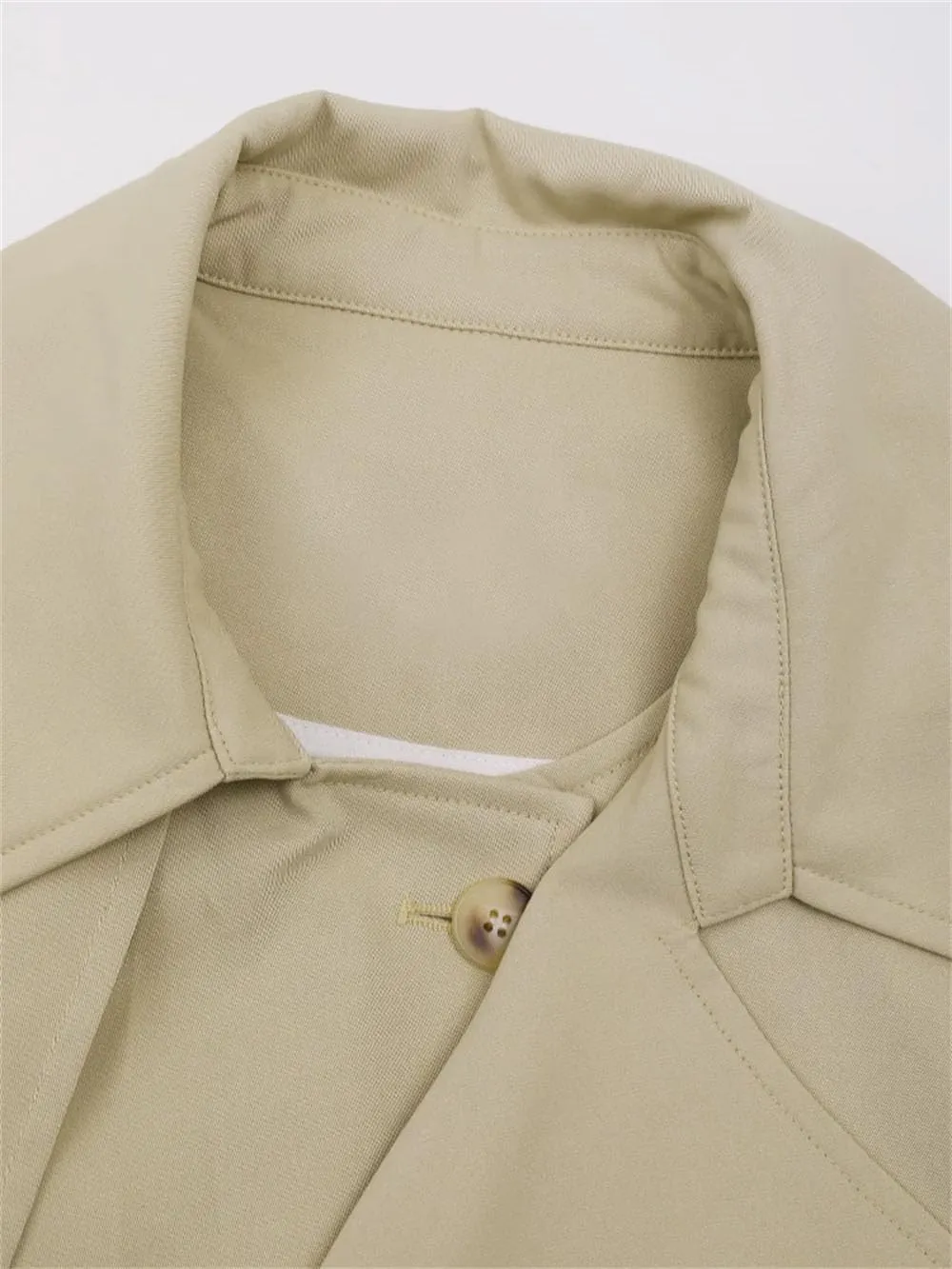 Women Solid Irregular Fake 2 Pcs Trenchcoats Belt Lapel Single Breasted High Streetcoat