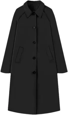 Women Thick Straight Long Trench Coat Retro Loose Single-Breasted Coat Lapel High Street Jacket