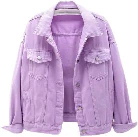 Women's Denim Cotton Button Closed Long Sleeve Solid Color Jacket With Pockets